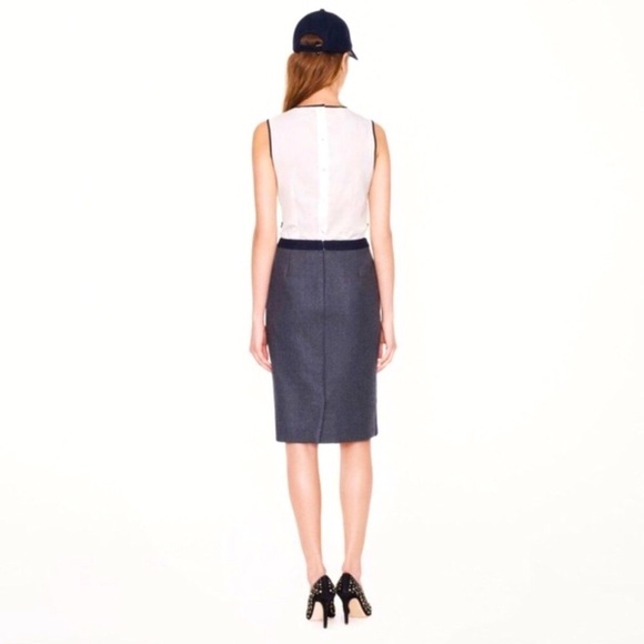 NEW! J. Crew Factory Pencil Tipped Wool Blend Skirt Gray Navy Blue B0381 SZ 4 - Picture 4 of 11